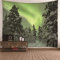 CEVAN Wandbehang XXL Hochauflösend Wandtuch Schlafzimmer Aurora Und Wald Wandteppich Klein Natur Wandtuch Decke Kunst Dekorationen Decke Wandbehang Stoff Grün Schwarz 200x150cm