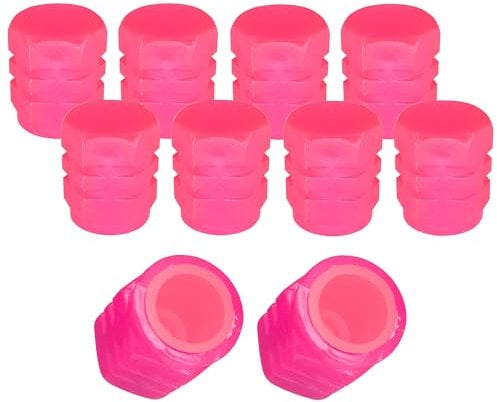 cyclingcolors 10x Bouchon de Valve Capuchon Phosphorescent Lumineux Nuit Schrader Pneu vélo Moto Auto Voiture Quad Trottinette, Rose
