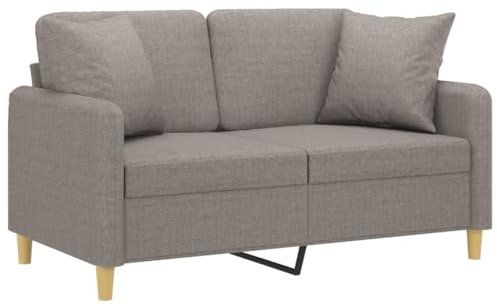 vidaXL Sofa 2 Sitzer, Couch mit Zierkissen, Liegesofa für Wohnzimmer, Polstersofa Sessel Relaxsofa Loungesofa Relaxcouch, Taupe Stoff