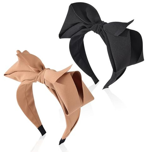 Lot de 2 Bandeaux pour cheveux avec nœud - Coiffure pour femme à la mode, Bandeaux pour cheveux dorés et noirs, élégants épingles à cheveux