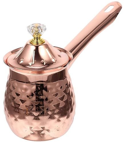 veorly Turkish Coffee Maker Copper Coffee Tea Maker Milk Warmer Hot Chocolate Maker Butter Melting Pot 600Ml Rose Gold