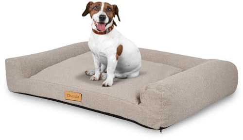 Petsen Personalisierte Hundebett - Grosse Große Mittelgroße Hunde - Hundekissen waschbar – Hundekörbchen - Hundematte mit Gravieren Namen (Boucle Grau, L 80 x B 53 x H 17 cm)