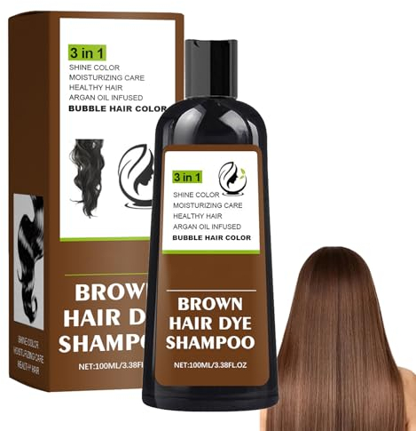 Champú para Teñir el Cabello Gris, Champú Tinte Capilar Marrón Oscuro 3 En 1, Planta Tinte Cabello Rápido Natural Orgánico Champú, Champú Tinte Negro Semi-Permanente para Canas shampoo