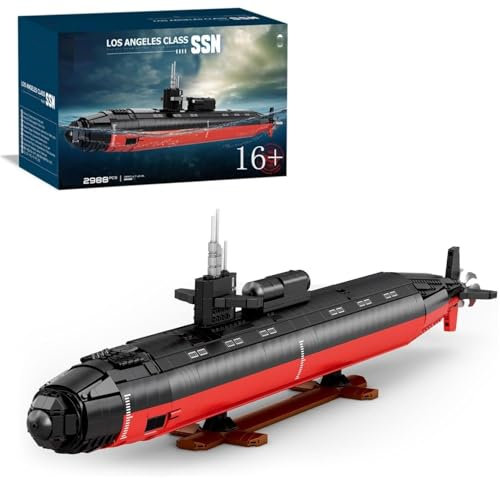 Auforua Technik Militär U-Boot Los Angeles-Class SSN Modell, 2988 Teile Klemmbausteine Uboot Bauset, 1:125 Groß U-Boot Modellbausatz