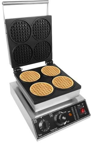 Gaufrier Professionnel Pour 4 Gaufres Plaque De Cuisson électrique Anti Adhésive Convient Boulangeries Restaurants Kiosques Cantines 1750 W 220 V