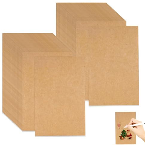 100 Stück A6 Kraftpapier Karten, 14,6 x 9,6 cm Karteikarten A6, Drucken Postkarten Blanko Blanko Karten zum Selbstgestalten für DIY Grußkarten Einladungen Hochzeitskarten (Braun)
