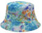 generisch Hommes et femmes décontracté imprimé double face chapeau seau plat protection solaire extérieur chapeau de paille rond, bleu ciel, M