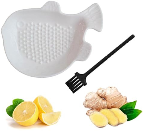 Jadin Rallador de Cerámica con Cepillo, Rallador de Jengibre, Rallador de Ajo, Molinillo de Complemento Alimenticio para Bebés, apto para Manzanas, Peras, Zanahorias, Pepinos, apto para Lavavajillas