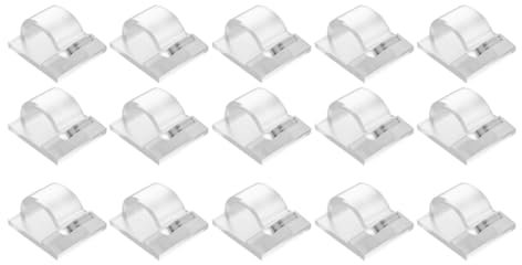 CAIONPLE Haken für Lichterketten-Clips für Den Außenbereich, 15er-Pack Clips, Transparenter Lichterhaken mit 15 Wasserfesten Selbstklebenden Rückseiten