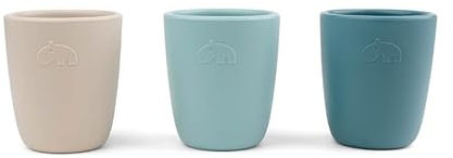 Done by Deer Lot de 3 mini gobelets en silicone pour enfants et bébés - Gobelets d'apprentissage 160 ml avec poignée sûre - Résistant à la chaleur - Sans BPA et 100 % silicone de qualité alimentaire