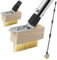 Weed Moss Remover Patio Brush with Long Handle, Block Paving Brush Weeding Tool, Wire Grout Cleaner Crack Weeder for Driveway Path Paver Decks (2 Heads)
