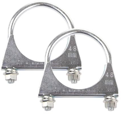 Exhaust Clamp - 2 Pcs 48mm Heavy Duty Galvanized Pipe Clamps for Exhaust Repair, U-Bolt Clamps for 48mm Diameter Tail Pipes