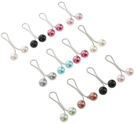 FONDOTIN 12stücke Schalnadel Mit Perlen Mehrfarbige Schalbroschen Für Damenschals Hijab-broschen Schal-Accessoires Perlenschalnadeln Für Sicheres Styling