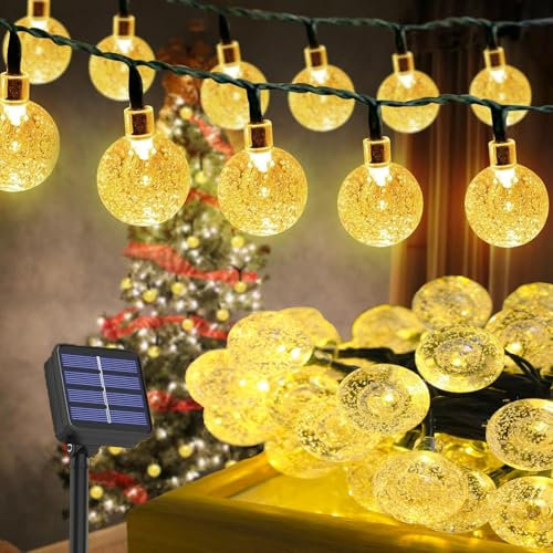 Probuk Solar Lichterkette Außen 5m 20 LED Kugeln, IP65 Wasserdicht, 8 Modi, Solarbetrieben, Lichterkette Solar Außen für Garten, Balkon, Terrasse, Party, Hochzeit, Weihnachten Deko，Warmweiß
