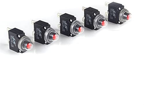YWRWUPMGK Leistungsschalter 5 Stück Überlastschalter mit wasserdichter Abdeckung Sicherung 2A-20A Leistungsschalter MR1 Schalter Überlastschutz Druckknopf und Kappe(10a)