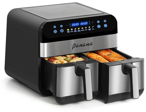 9L Dual Zone Air Fryer, Family Size 2 Drawers Air Fryers, 8 Cooking Presets for Air Fryer, Roast, Dehydrator, Reheat, Bake At Home
