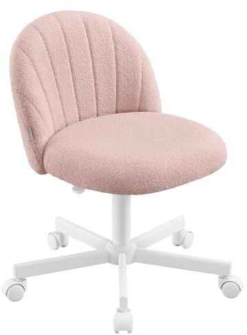 SONGMICS Homeoffice-Stuhl, Schminkstuhl aus Fleece, Schreibtischstuhl, Schaumstoffpolsterung, höhenverstellbar, für Arbeitszimmer, Schlafzimmer, Ankleidezimmer, pastellrosa OBG027SA01