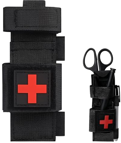 Tourniquet Holster, elastische Tasche für CAT Tourniquet, Notfall-Gurt | Robustes Tourniquet mit Holster Zubehör, militärische Molle-Halterung zu Scheren, ideal bei Rettung & Outdoor