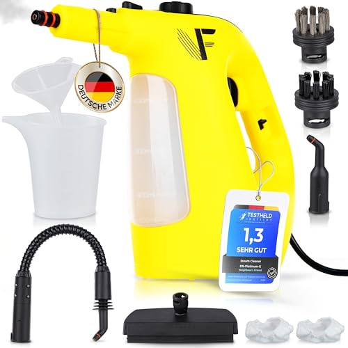Neighbour's Friend® Dampfreiniger – Leistungsstarker Handdampfreiniger 1500W, 4m Kabel, 450ml Tank I Dampfreiniger Handgerät für Fenster, Bad, Teppich, Küche I Dauerdampffunktion