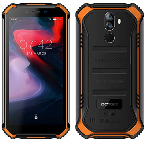 DOOGEENEXT 3GB+32GB Smartphone Rugged 4G Android 9.0, 5,5'' HD Gorilla Glass 4, IP68/IP69K Impermeabile Outdoor, Dual SIM, Militare, S4O, Quad-Core NFC Arancione