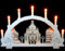 Schwibbogen 7 Kerzen Dresdener Frauenkirche & Kurrende 52cm x 32cm - Handarbeit Erzgebirge erzgebirgischer