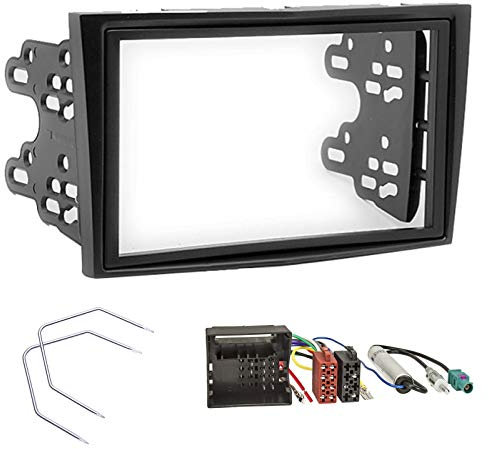 Sound-Way Kit Montage Autoradio, Marco 2 DIN Radio de Coche con Soporte de Montaje, Adaptador Antena, Cable Adaptador Conector ISO, Llaves Desmontaje Compatible con Opel Astra H, Corsa D, Zafira B