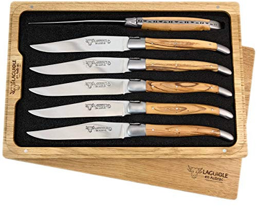 LAGUIOLE en Aubrac 6 Premium Steakmesser geschmiedet Olivenholz