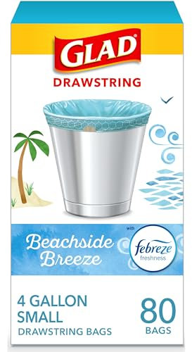 Glad OdorShield - Bolsas de basura pequeñas con cordón