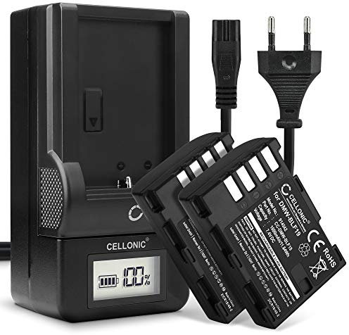 CELLONIC, Batterie pour Caméra, Compatible avec Panasonic DMW-BLF19, Lumix DMC-GH3, DMC-GH4A (7.4V, 1600mAh) 2 Pièces + Chargeur