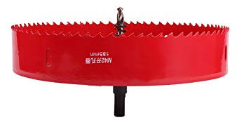 Utoolmart 185mm Bi-Metal Hole Saw M42 High Speed Steel Holesaw Blade 25mm Cutting Depth Opener Cutter Drill Bit with Triangular Handle for Wood Sheet Metal Plastic Fiberboard