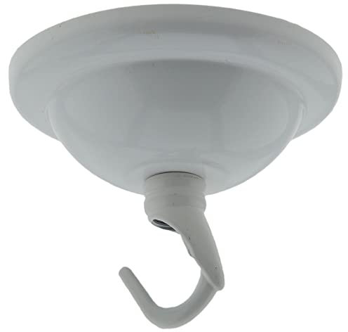 3 Pack Art Deco 67mm Diameter Small Metal Ceiling Rose and Deco Styled Metal Hook in Gloss White Finish