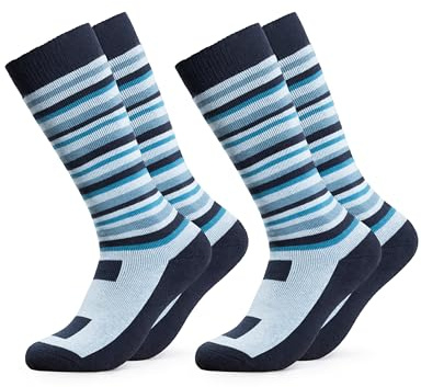 Occulto CHAUSSETTE de SKI pour ENFANTS (2 Paires), CHAUSSETTES THERMIQUES pour GARCON et FILLE d´HIVER REMBOURRÉ et RESPIRANT