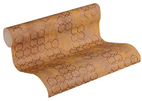 Livingwalls Vliestapete New Walls Tapete Urban Grace geometrisch grafisch 10,05 m x 0,53 m metallic braun orange Made in Germany 374243 37424-3