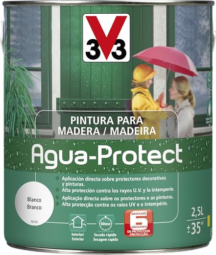 V33 PINTURA MADERA AGUA PROTECT SATINADO BLANCO 2,5 L