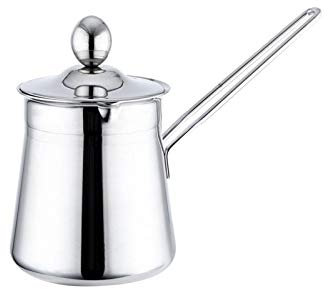 Cafetera con tapa de acero inoxidable moderna con mango largo, cafetera turca apta para eléctrica, vitrocerámica, cocinas de gas y lavavajillas