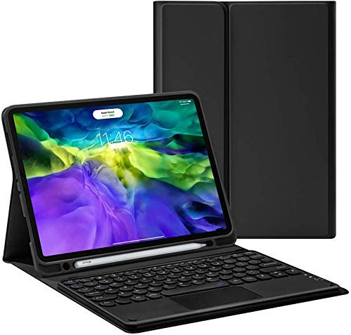 FANG Custodia per Tastiera per iPad PRO 12.9 Pollici Touchpad Keyboard Case - Touchpad Keyboard Bluetooth Slim Folio Pelle Smart Cover per 2020 iPad PRO 12.9,Black