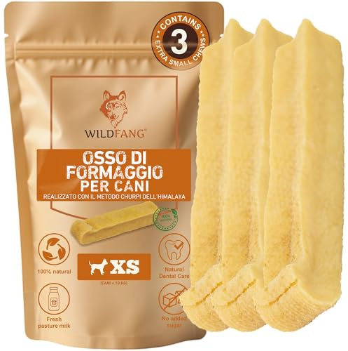 Wildfang® Yak Chews, X-Small för hundar under 10 kg – tandtuggpinne för hund, hårdhet som yakost från Himalaya, ostpinnar i churpistil, hundgodis och träningsgodis för valpar, 18-24g (3-pack)