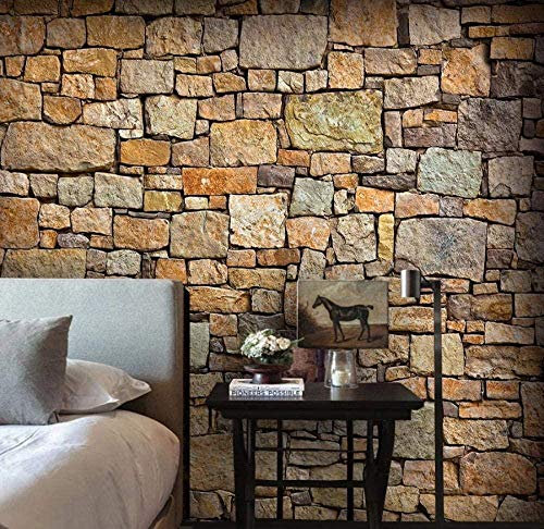 XHXI Papier peint Photo pierre mur pierre mur brique mur rétro 3D décoration murale Photo papier peint Mural papie Papier Peint 3D Salle de séjour Chambre à coucher Salle de séjour Mural-400cm×280cm