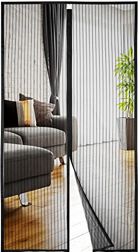 Ecocalta Magnet Fliegengitter Tür, 100x220cm Insektenschutz Klebemontage Tür Ohne Bohren, mit 26 Magneten, für Balkontür Wohnzimmer, Schwarz, Brown