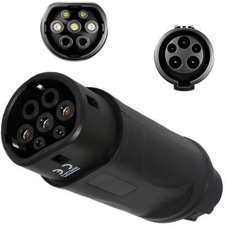 E-S1mple EV Adapter Typ 1 auf Typ 2 EV Ladekabel Adapter 32A Für Elektrofahrzeug Typ 2 und Kabel Typ 1 von Ladestation Ladegerät (mit Box)