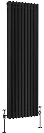 NRG 1500 x 470mm Black Radiator Traditional 3 Column Vertical Central Heating Cast Iron Rads