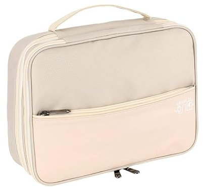 ACOPTON Cable Organizer Bag, Double Layer Multipurpose Electronic Organizer Waterproof Electronic Accessories Storage Case Removable Bulkhead Easy Carry Fit for Cable,Charger,USB,Power Bank(Beige)