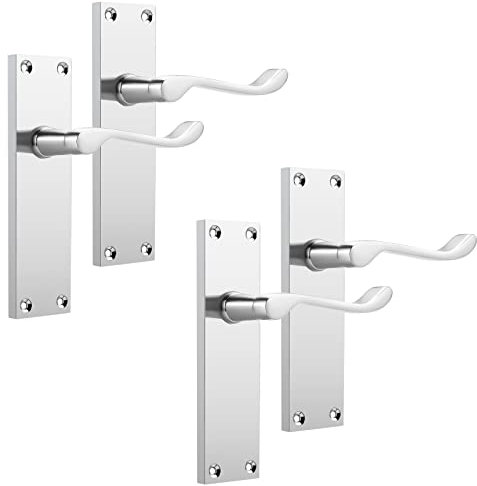 Probrico Polished Chrome Door Handles for Interior Doors, Chrome Internal Door Lever Handles, 2 Pack Victorian Scroll Lever on Backplate 154mm×40mm