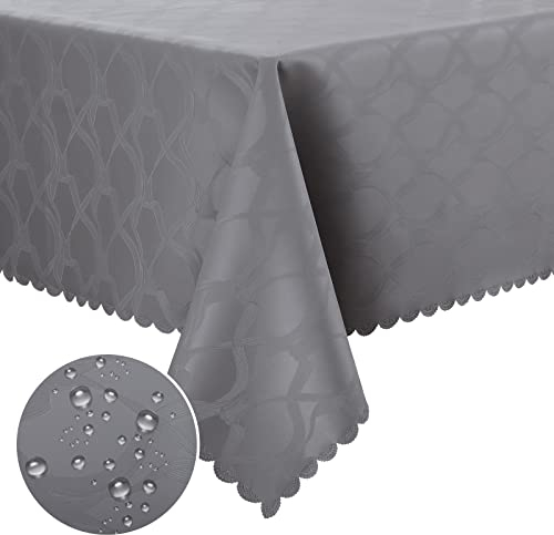 Homaxy PU Tischdecke Abwaschbar Lotuseffekt Hochwertig (350g/m²) Eckig 100 x 140 cm Tischtuch Ornamente Tafeldecke Wasserabweisend Tischwäsche Fleckschutz pflegeleicht, Grau