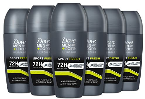 Dove Men+Care Deodorant Roll On Advanced Care Sport Fresh, Deodorant für Herren, Antitranspirant, ohne Alkohol, mit 1/4 Feuchtigkeitscreme, Schutz bis zu 72 Stunden, 6 Stück à 50 ml