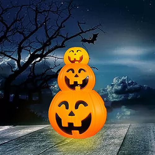 Halloween Deko Kürbis Leuchtender Kürbis, Kürbis Windlicht Kürbis Laterne, Plastik Kürbis Dekoration, Kürbis Lampion Teelichter Kürbis Eimer (Kleine+Mittel+Groß:3 Stück)