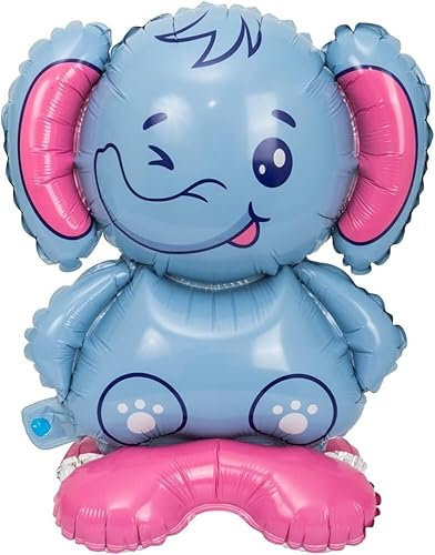 Folienballons * SÜSSE TIERE * als Deko für Geburtstag und Party | Stehende Luftballons, 37-47cm groß | Safari Dschungel Bauernhof Kinder Kindergeburtstag Partydeko Ballons, Edition: Elefant