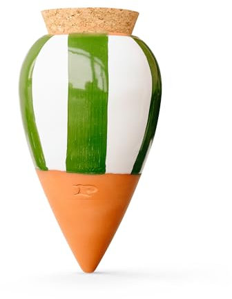 PEPIN | Olla de Terracota para Plantar | Riego Automático y Ecológico para Plantas de Interior y Exterior | Sistema de Riego Natural | Autonomía de Aproximadamente 1 Semana | Oya Verde y Blanco - 25cl