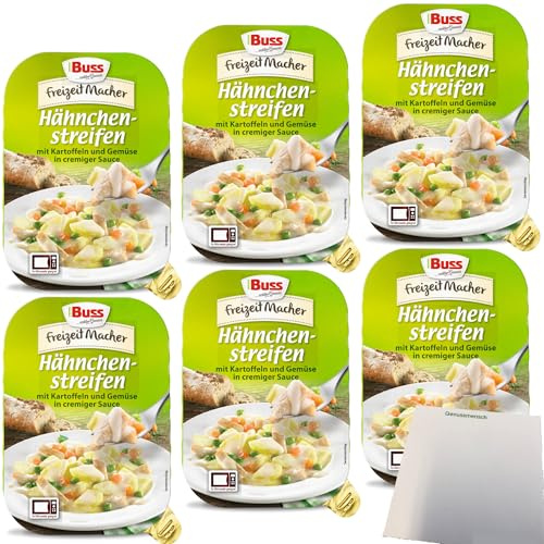 Buss Hähnchenstreifen in cremiger Sauce mit Kartoffeln und feinem Gemüse 6er Pack (6x300g Packung) + usy Block