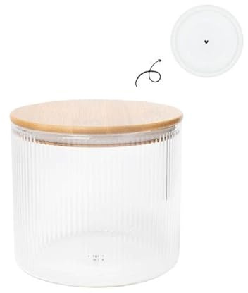 Bastion Collections Vorratsdose Ribbed Nature mit Streifen aus Glas H. 11cm